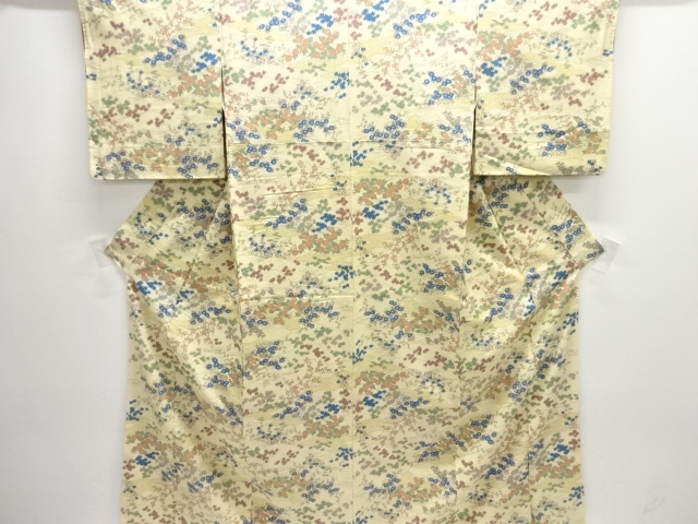 JAPANESE KIMONO / ANTIQUE KIMONO / SILK / JODAI TSUMUGI / FLORAL PLANTS